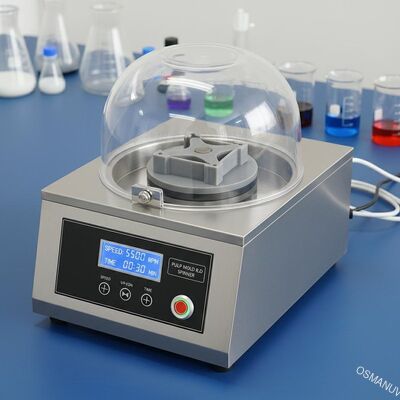 เครื่องเคลือบสปินสเตชั่นเดียวสําหรับกล่องอาหารปลอมปลอมปลอม R & D - ความเร็วที่สามารถโปรแกรมได้ 100-10,000 RPM ด้วยเครื่องติดตั้งที่สามารถปรับแต่งได้สําหรับการพัฒนาสูตร