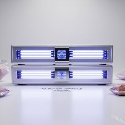 เครื่องฆ่าเชื้อ UV-C + โอโซน 2 ด้านสําหรับบรรจุอาหาร 3 มิติ