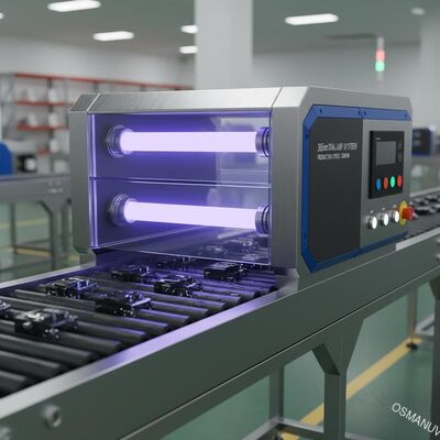 ระบบการรักษา UV แบบอุตสาหกรรม 365nm หลอดไฟคู่สําหรับการเคลือบสายการผลิตที่รวดเร็ว