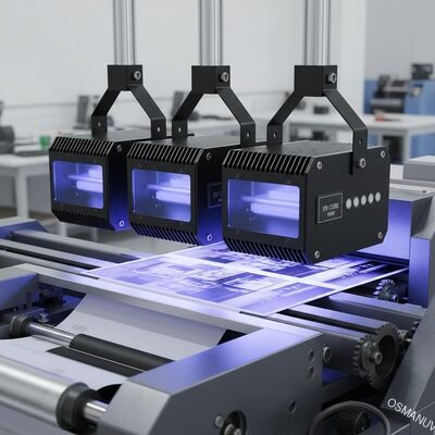 3 หลอด UV สีดำแท่นพิมพ์ได้รับการบ่มด้วยรังสี UV หลังจากตั้งค่าอุปกรณ์บ่มด้วยรังสียูวี