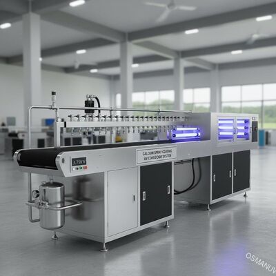 เครื่องเคลือบแคลเซียมสเปรย์ / ระบบสายพานลำเลียง Uv 1800mm ความยาว 3.75KW