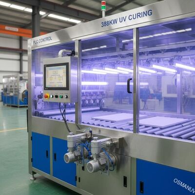 MDF Board 388kw Uv Light Curing Spray เครื่องเคลือบ PLC Control Calcium Silicate Board