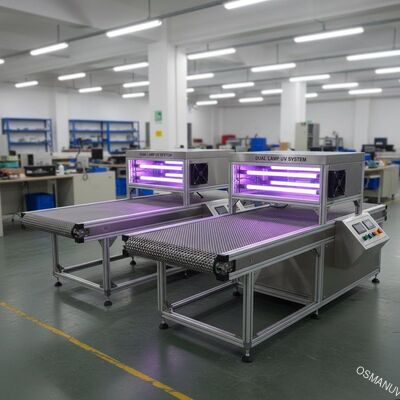 ระบบลำเลียงแบบ Uv Curing Conveyor สองหลอด 6.8KW Total Power Air Cooling