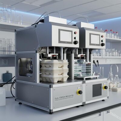 เครื่องเคลือบ R&D 2 สถานที่ สําหรับการทดสอบหลายพื้นฐาน แพลตฟอร์มยืดหยุ่นสําหรับพลาสป์และอื่นๆ