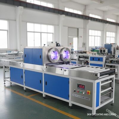 เครื่องเคลือบยูวีอัตโนมัติ 10m / นาที, เครื่องเคลือบยูวี 3KW และเครื่องบ่ม