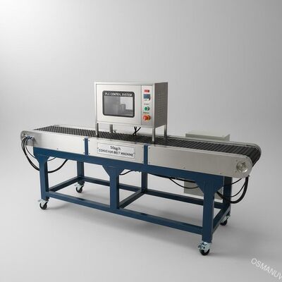 50kg/h ชื่อ เครื่องขนส่งสายพาน พร้อมเครื่องควบคุม PLC เครื่องขนส่งสายพาน