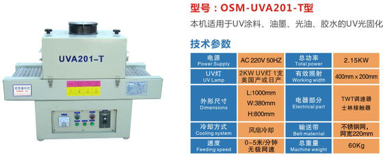 5m / นาที 2.15KW ระบบบ่มเฉพาะจุด Uv พร้อมแผ่นรีดเย็น 1.5 แผ่น