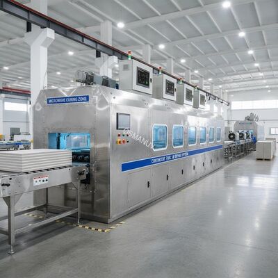 Continuous Microwave Drying Line for Accelerated Curing of Building Panels (Gypsum, Cement Fiber Boards)